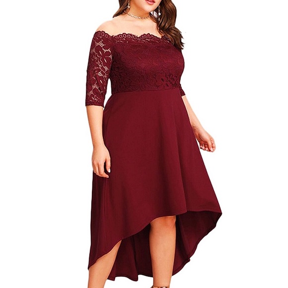 dark red dress plus size